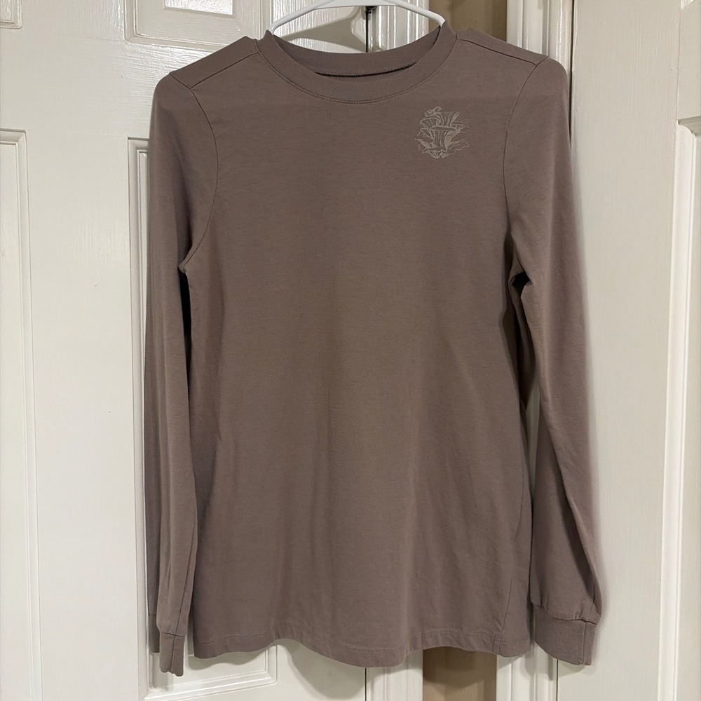 FOX Womens Long Sleeve Mushroom Graphic T-Shirt Taupe XS Cotton Blend